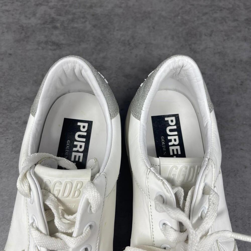 Golden Goose Sneakers Womens Size 7 (38) White Pure Star Lot Glitter Shoes - Picture 9 of 11